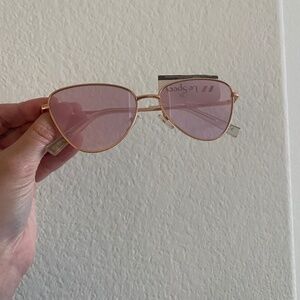Le Specs Pink Mirrored Cat Eye Glasses